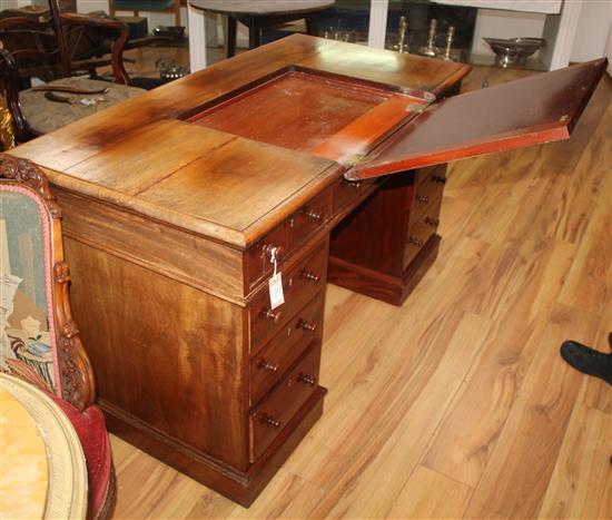 A Victorian mahogany pedestal desk, W.4ft 4in.